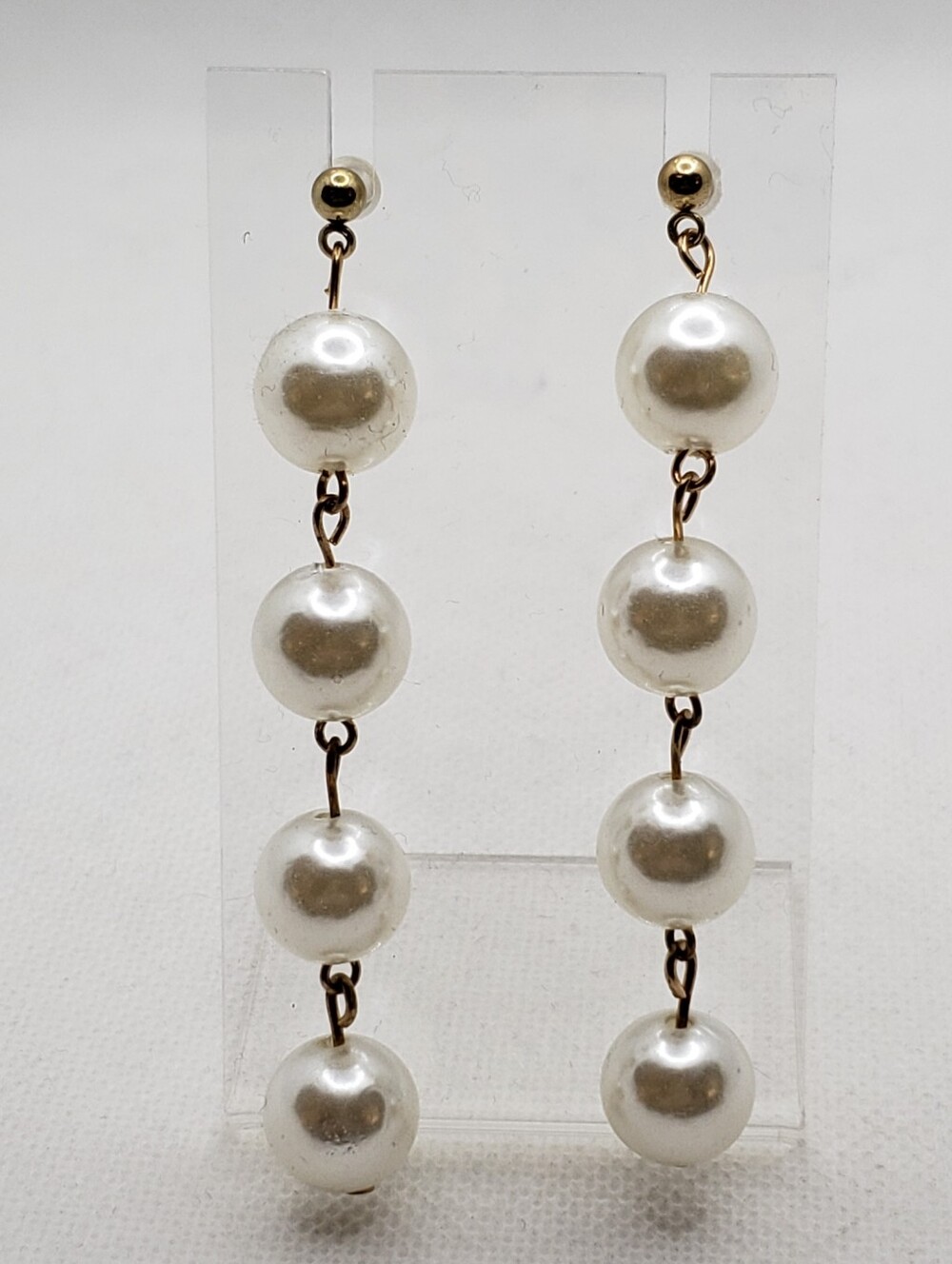 Elegant White Pearl Drop Earrings - Classic Women's Jewelry